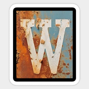 Rusty Letter W Antique Monogram Letter W Initial Alphabet Sticker